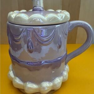 Sheffield Home Purple and Cream Ceramic Mug with Lid